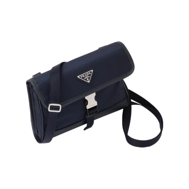 PRADA Re Nylon Recycled Nylon And Saffiano Leather Cell Phone Pouch Men's Blue-2