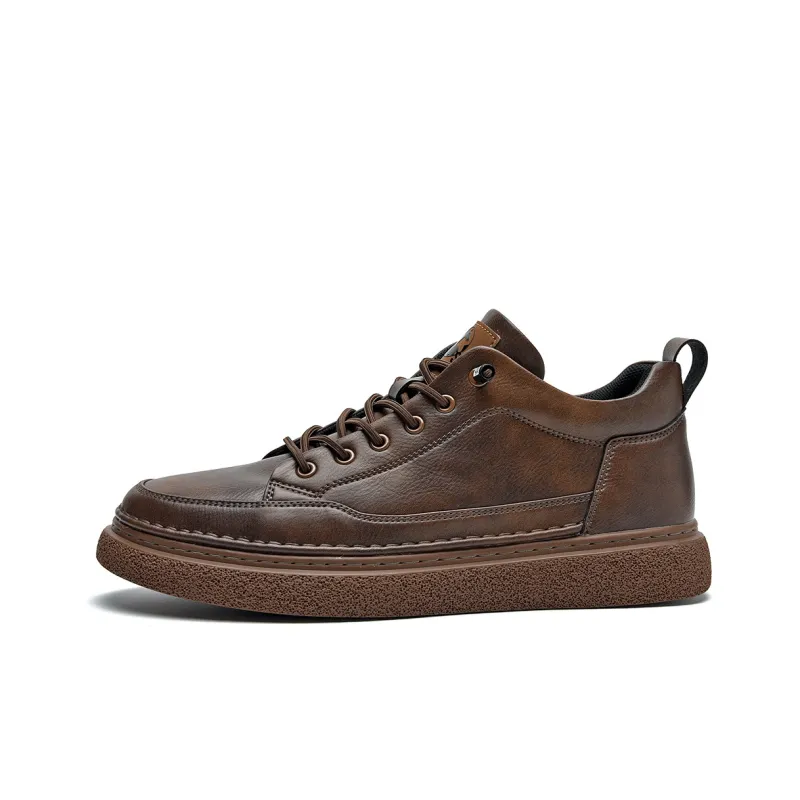 HLA Men's Casual Shoes Men Mid Top Black/Brown-11