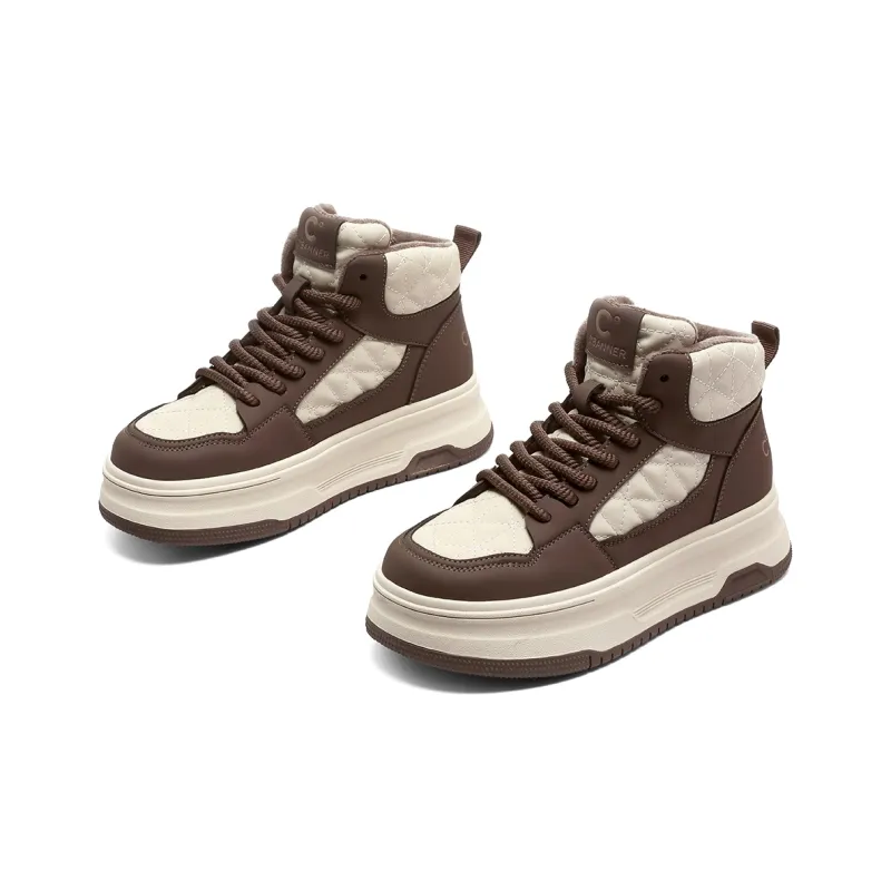 C°BANNER High Top Skateboard Shoes Women's Coffee-2