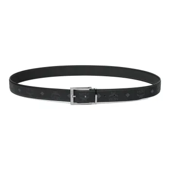 MCM Logo Print, Pin Buckle Leather Belts Men's Black Width 3.3cm