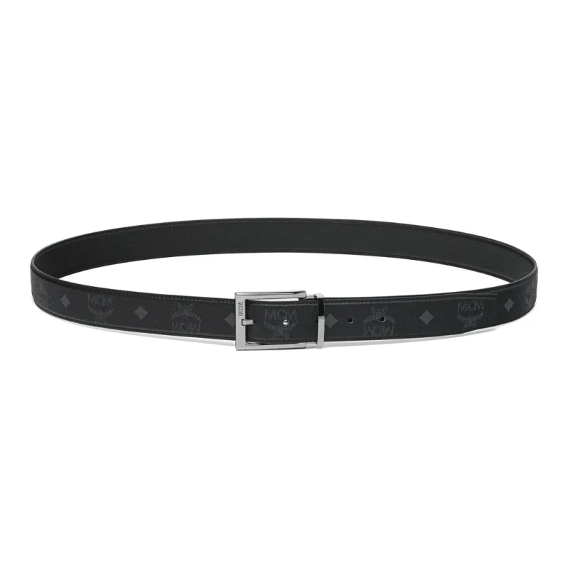 MCM Logo Print, Pin Buckle Leather Belts Men's Black Width 3.3cm-0