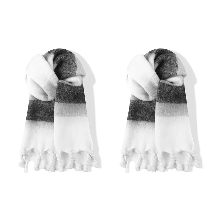 XUANTANG Knit Scarves Unisex Black White Color Scheme-2