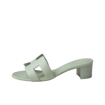 HERMES Oasis Slide Slippers 5cm Women's Green