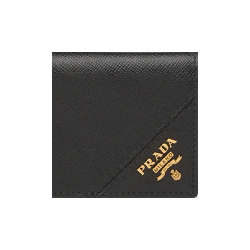 PRADA Leather Card Holder Coin Purse Unisex Black-4
