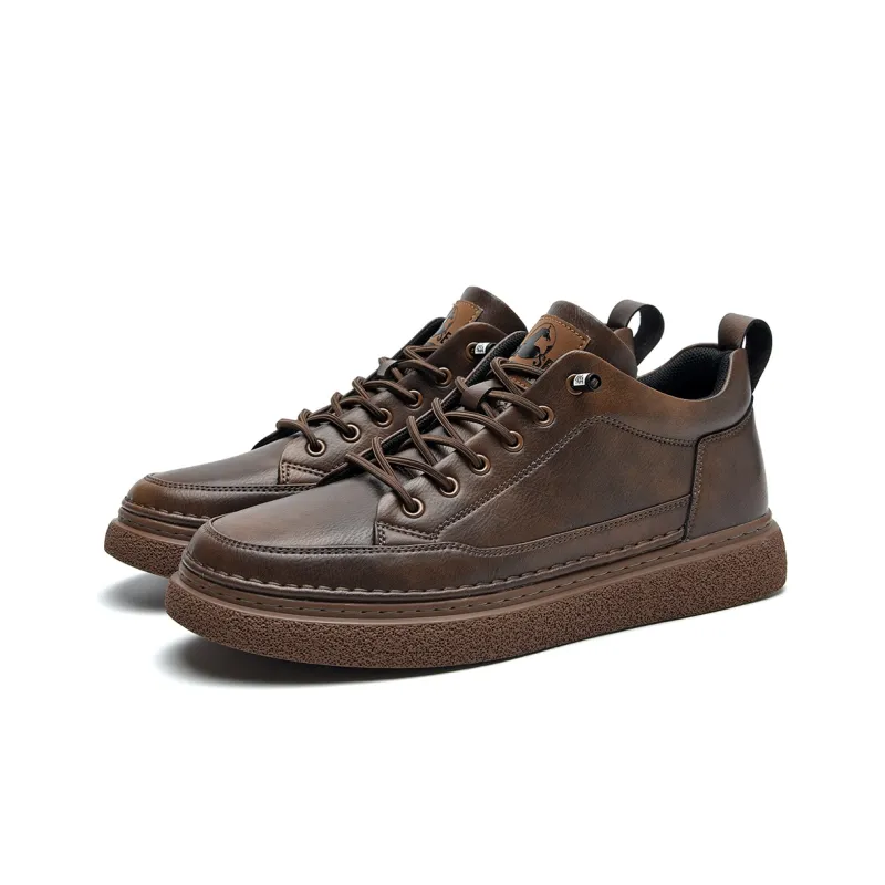 HLA Men's Casual Shoes Men Mid Top Black/Brown-12