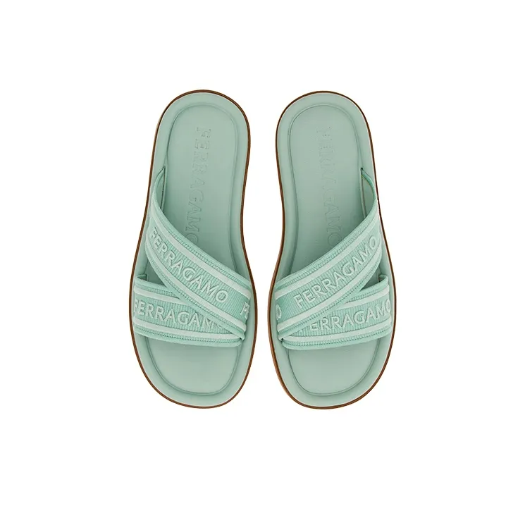 FERRAGAMO Logo print Round toe Slides-3