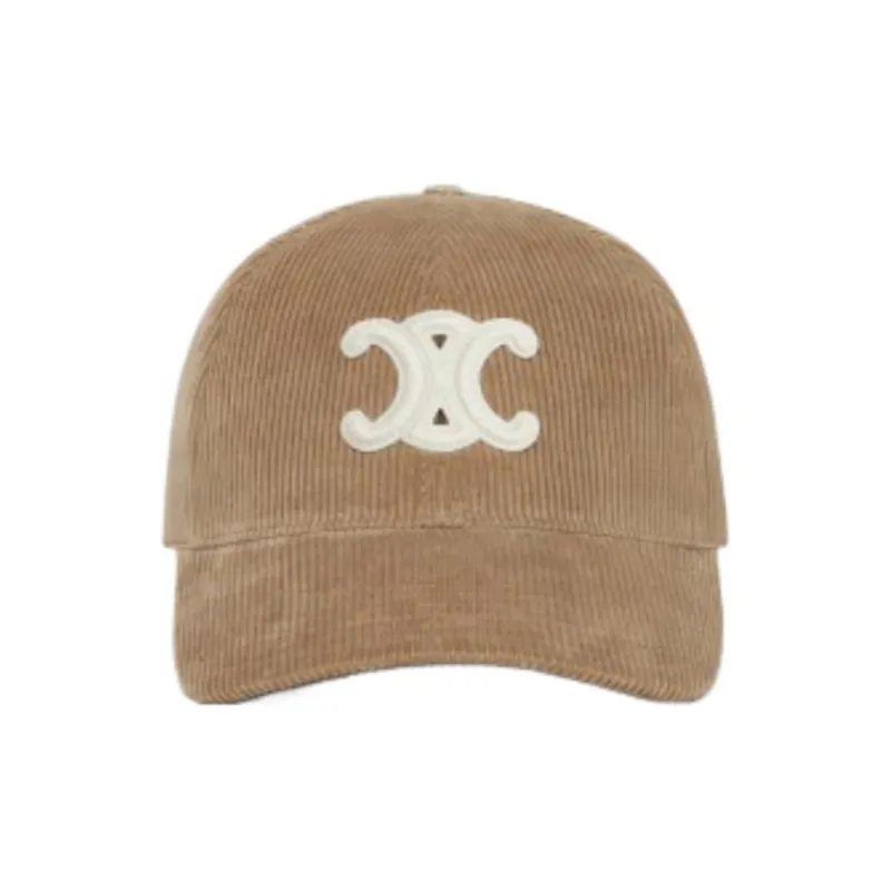 CELINE Cashmere Corduroy Baseball Caps Women's Brown-0
