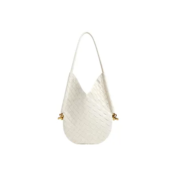 Bottega Veneta Solstice Sheepskin Handbag Shoulder Bag Small Size Women's White