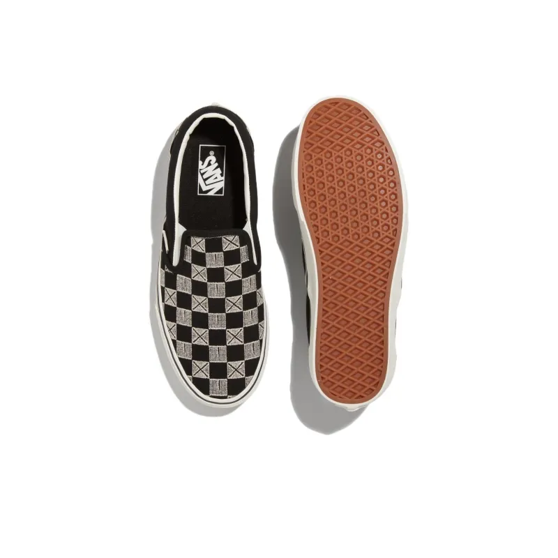 Vans Silp On Classic Stitch Checkerboard 'Grey Black'-4