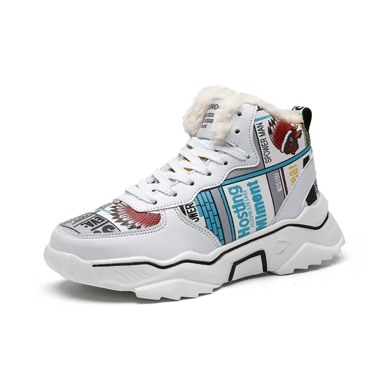 PLAY COBBLER Coverage Warm Slip-Resistant Cushioning Wear-Resistant High-Top Skateboard Shoes Unisex-22
