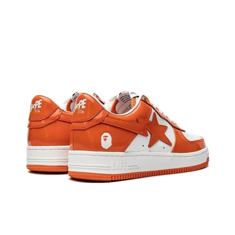 A BATHING APE STA Stylish Skateboarding Shoes Women's White Orange-2