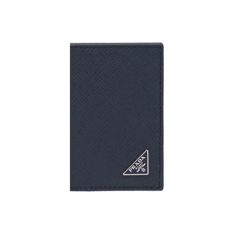 PRADA Cow Leather Card Holder Unisex Marine Blue-4