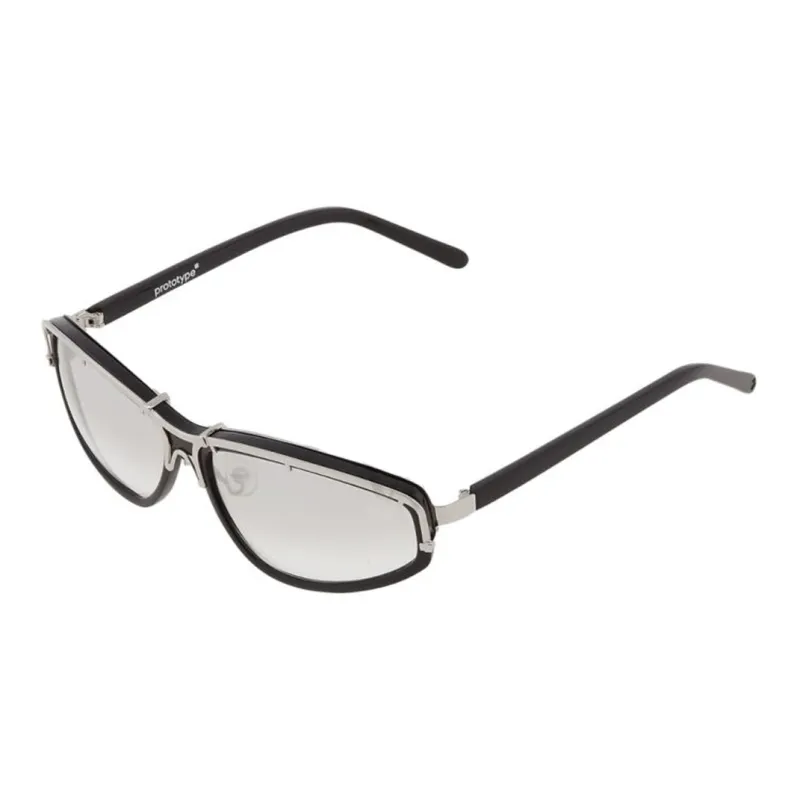 Yohji Yamamoto Acetate Metal Irregular Shape Sunglasses Unisex Black-2