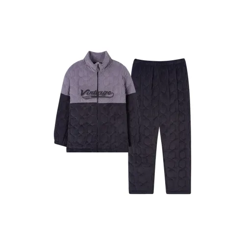 Sha Qian Pajama Set Winter Men's Gray Blue
