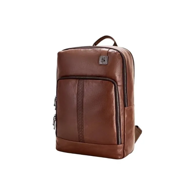Hush Puppies Cow Leather Backpack Medium Size Men's Coffee-1