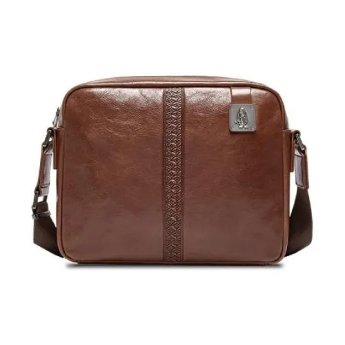 Hush Puppies Cow Leather Shoulder Bag Men's Coffee
