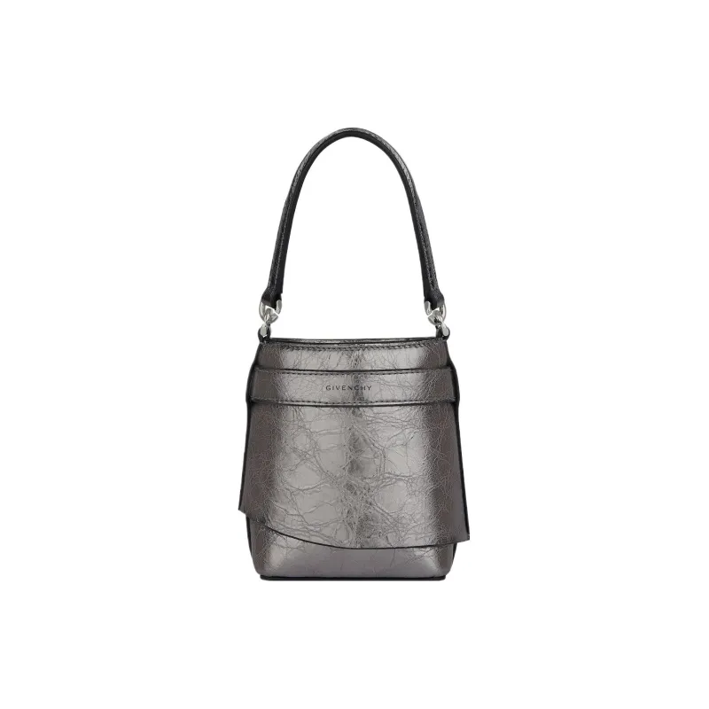 GIVENCHY Shark Lock Sheepskin With Synthetic Leather Bucket Bag Handbag Extra Mini Women's Silver Gray-1