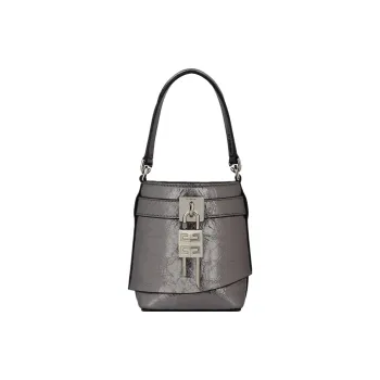 GIVENCHY Shark Lock Sheepskin With Synthetic Leather Bucket Bag Handbag Extra Mini Women's Silver Gray