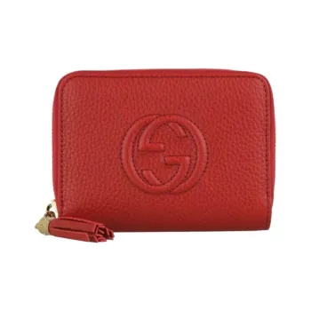 GUCCI Leather Wallet Regular Women's Red