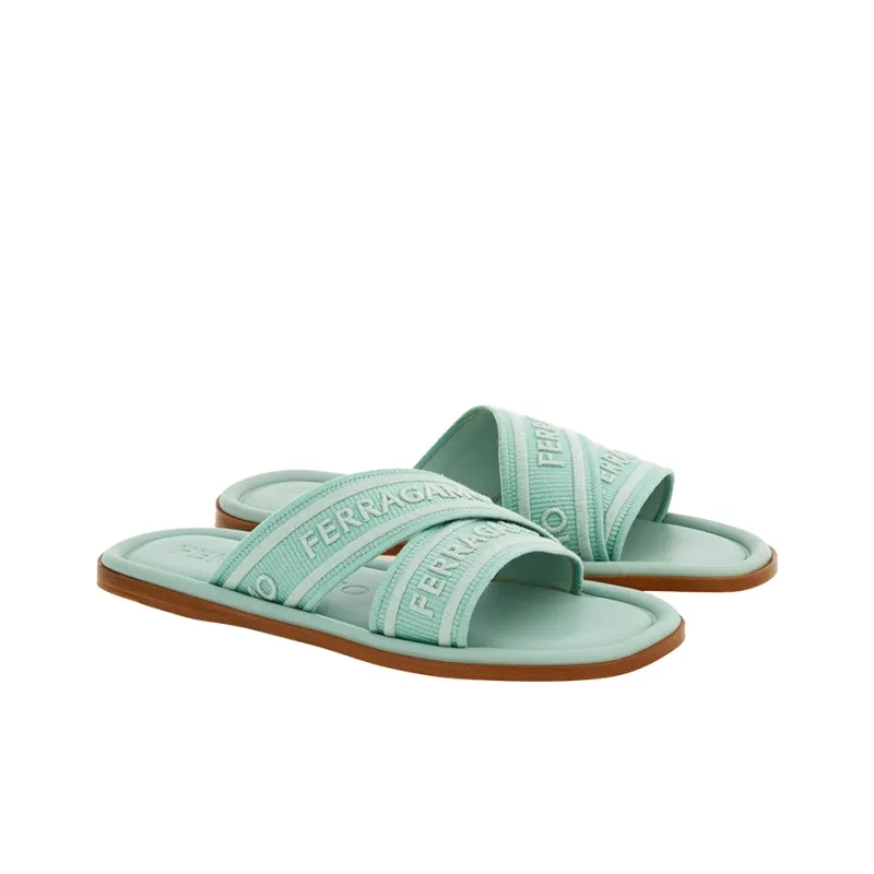 FERRAGAMO Logo print Round toe Slides-2