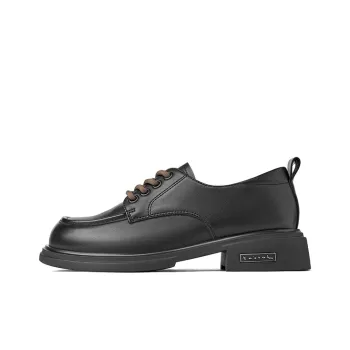 JOSINY British Small Leather Shoes JK Unlined Shoes Loafers 3.5cm Women's Black