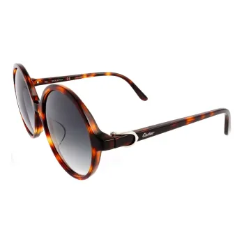 CARTIER Acetate Round Sunglasses Women's Tortoiseshell