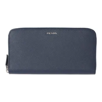 PRADA Saffiano Calfskin Wallet Men's Marine Blue & Light Gray