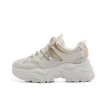 Warrior Thin Cotton Casual Athletic Shoes Thermal Height Increase Low Top Chunky Sneakers Women's Beige Khaki Fleece