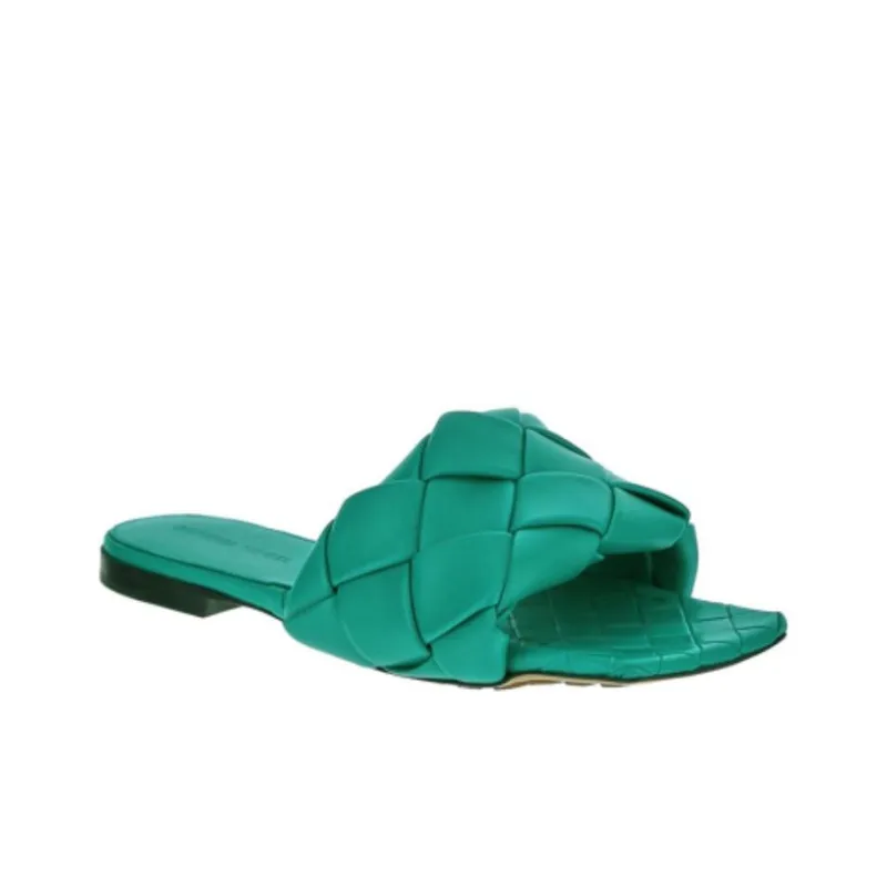 Bottega Veneta Lido Slide Slippers Women's Dark Green-1