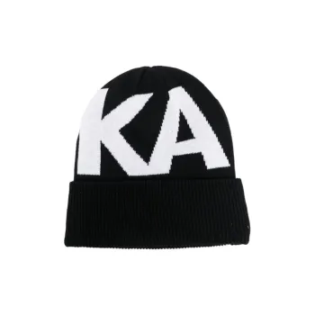 KARL LAGERFELD Polyester Polyamide Cotton Wool Beanies Kids' Black/White