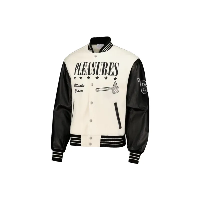 MLB x PLEASURES FW23 Baseball Jacket Men's White-1