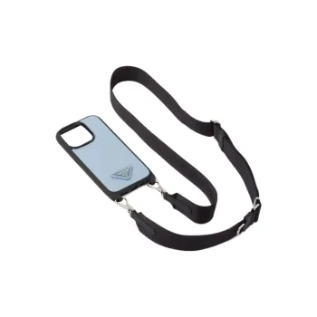 PRADA Saffiano Leather IPhone 14 Pro Case Bag Accessory Women's Light Blue