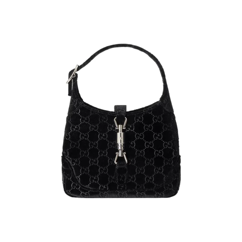 GUCCI Jackie 1961 Velvet Handbag, Shoulder Bag Women's Black-0