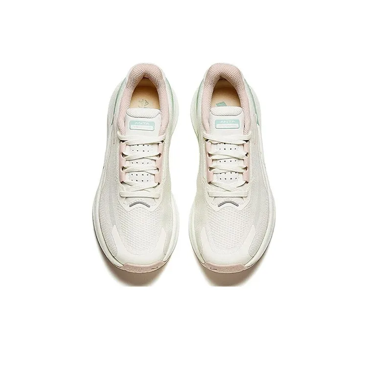 Anta Burning Refinement Abrasion Resistant Slip Resistant Low Top Running Shoes Women's White Green-2