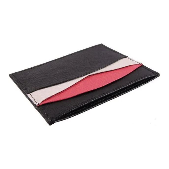 PRADA Saffiano Leather Card Holder Women's Black/Wood Chrysanthemum-3