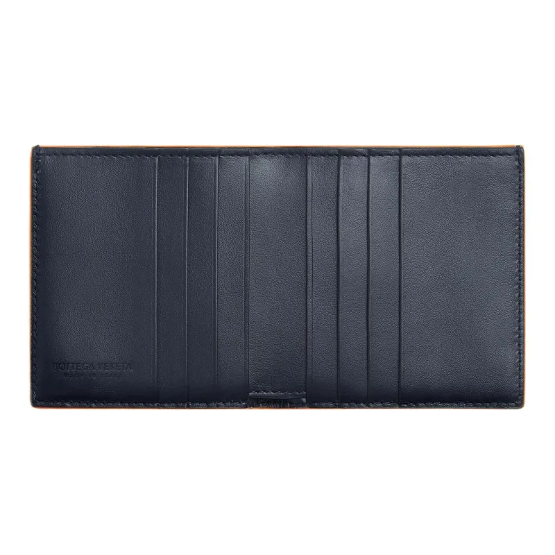 Bottega Veneta Cow Leather Coin Purses Wallets Men's Space Blue & Papaya-1