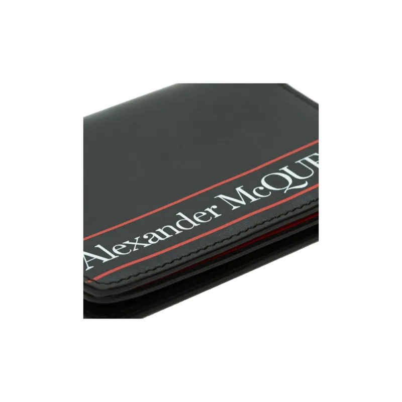 Alexander McQueen Cow Leather Business Card Holder Men's Black/Red-4