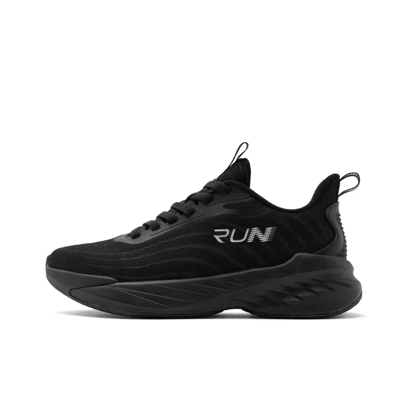 QIAODAN Cushioning Anti Slip And Wear Resistant Low Top Running Shoes Men's Black Silver-0
