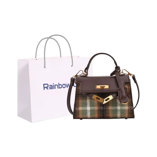 Rainbow Girl PU Square Bag Handbag Crossbody Bag Shoulder Bag Regular Women's Red Plaid/Green