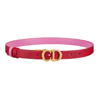 DIOR Styling Smooth Buckle With Logo Leather Belts Women's Red Width: 2CM