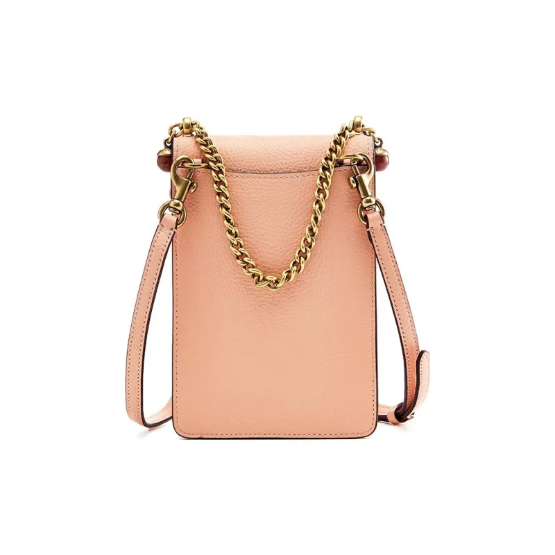 COACH PhoneCrossbody Pebbled Leather Crossbody Cell Phone Pouch Women's Nude-3