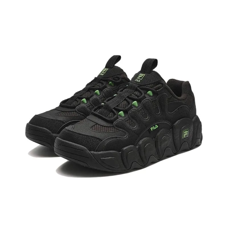 FILA Croissant Cushioned Slip Resistant Low Top Chunky Sneakers Men's Black Fleece Lined-1
