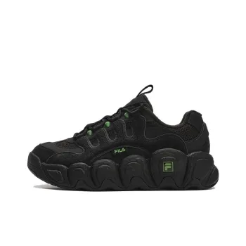 FILA Croissant Cushioned Slip Resistant Low Top Chunky Sneakers Men's Black Fleece Lined