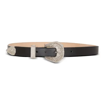 BALMAIN Emblem Pattern Pin Buckle Leather Belts Men's Black Width: 2.5cm