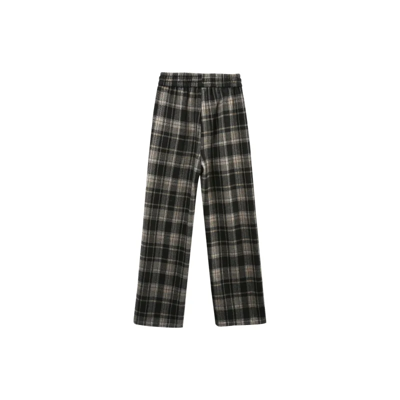 A Paradise For Awakening Casual Pants Women's Black Plaid-1