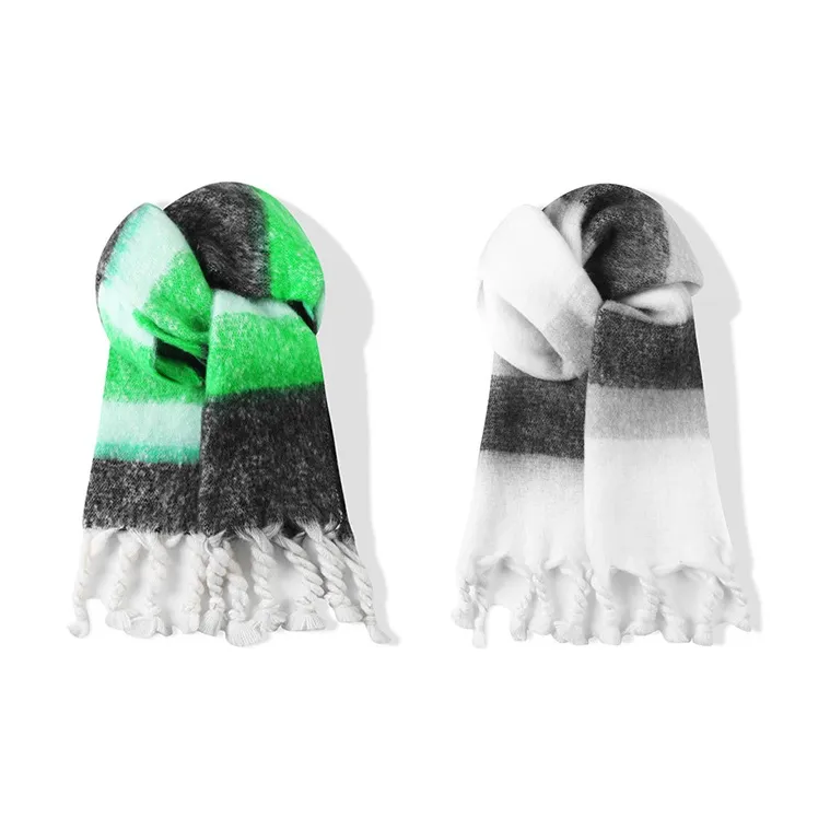 XUANTANG Knit Scarves Unisex Black White Color Scheme-3