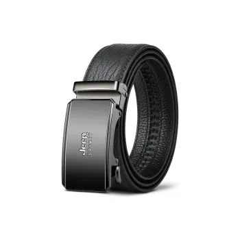 JEEP SPIRIT Pure Head Layer Youth Casual Automatic Buckle Cow Leather Leather Belts Men's Width 3.4CM