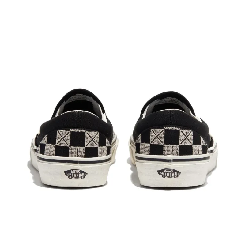 Vans Silp On Classic Stitch Checkerboard 'Grey Black'-3