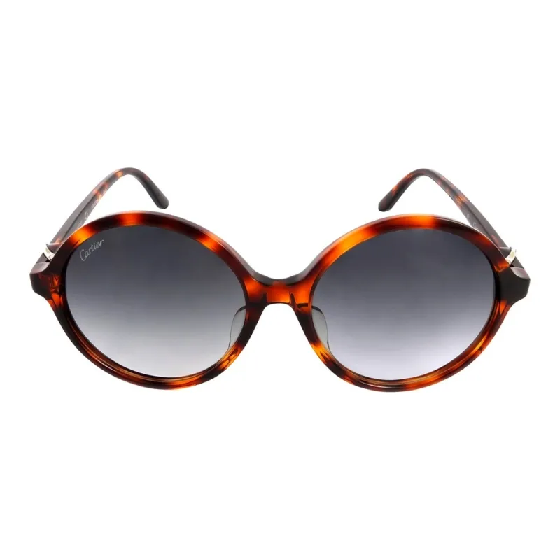 CARTIER Acetate Round Sunglasses Women's Tortoiseshell-1