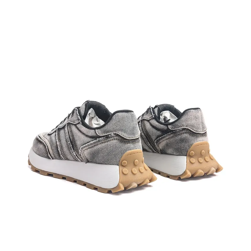 KVIV Height Increasing Wear Resistant Lightweight Breathable Slip Resistant Low Top Running Shoes Unisex Gray-2